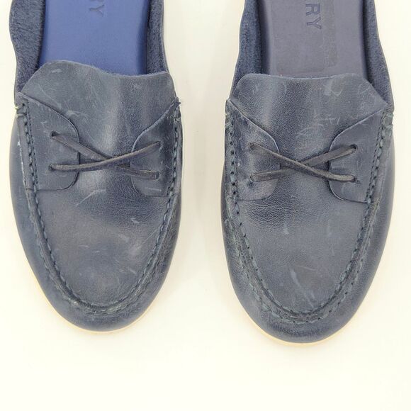 Sperry Mulefish Boat Shoes Womens Size 6 Blue Distressed Leather Nautical Prep - Picture 6 of 11